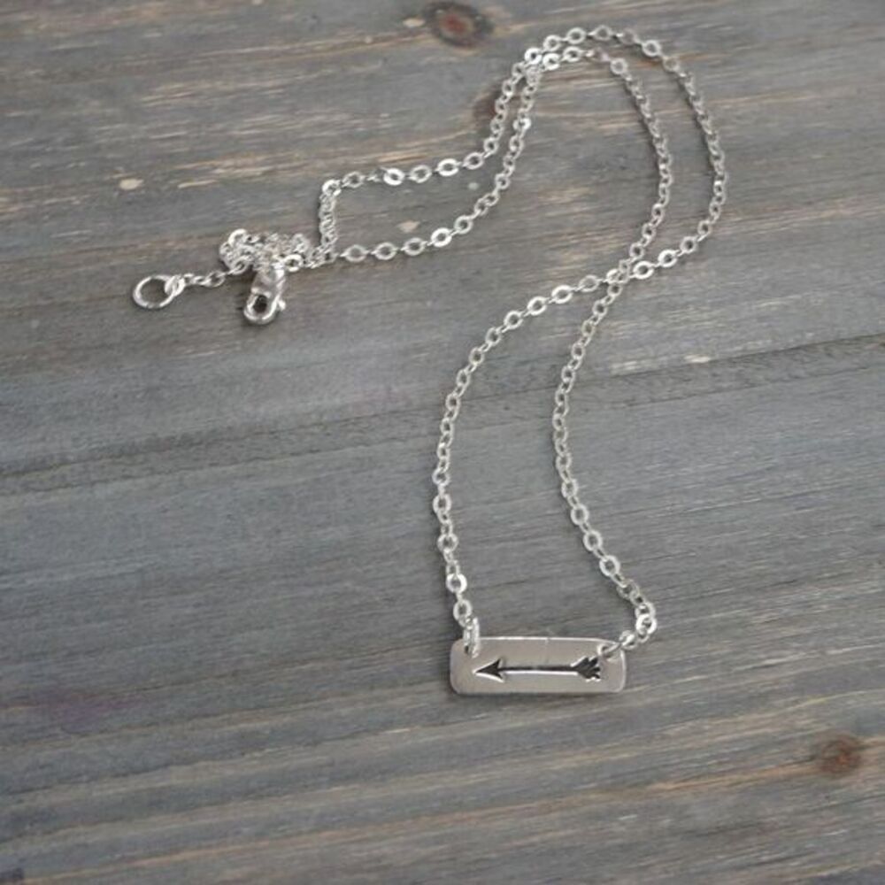 Sterling Silver Bar Necklace Arrow 3.67g 19" Chain Dainty Stamped 925